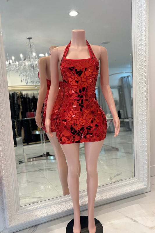 Put Me Back Together Mini Dress Red