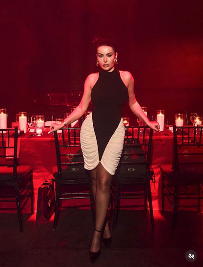 Mistress of the Night Mini Dress Black and White