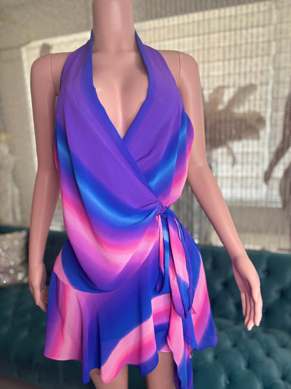 Tropical Breeze Wrap Mini Dress