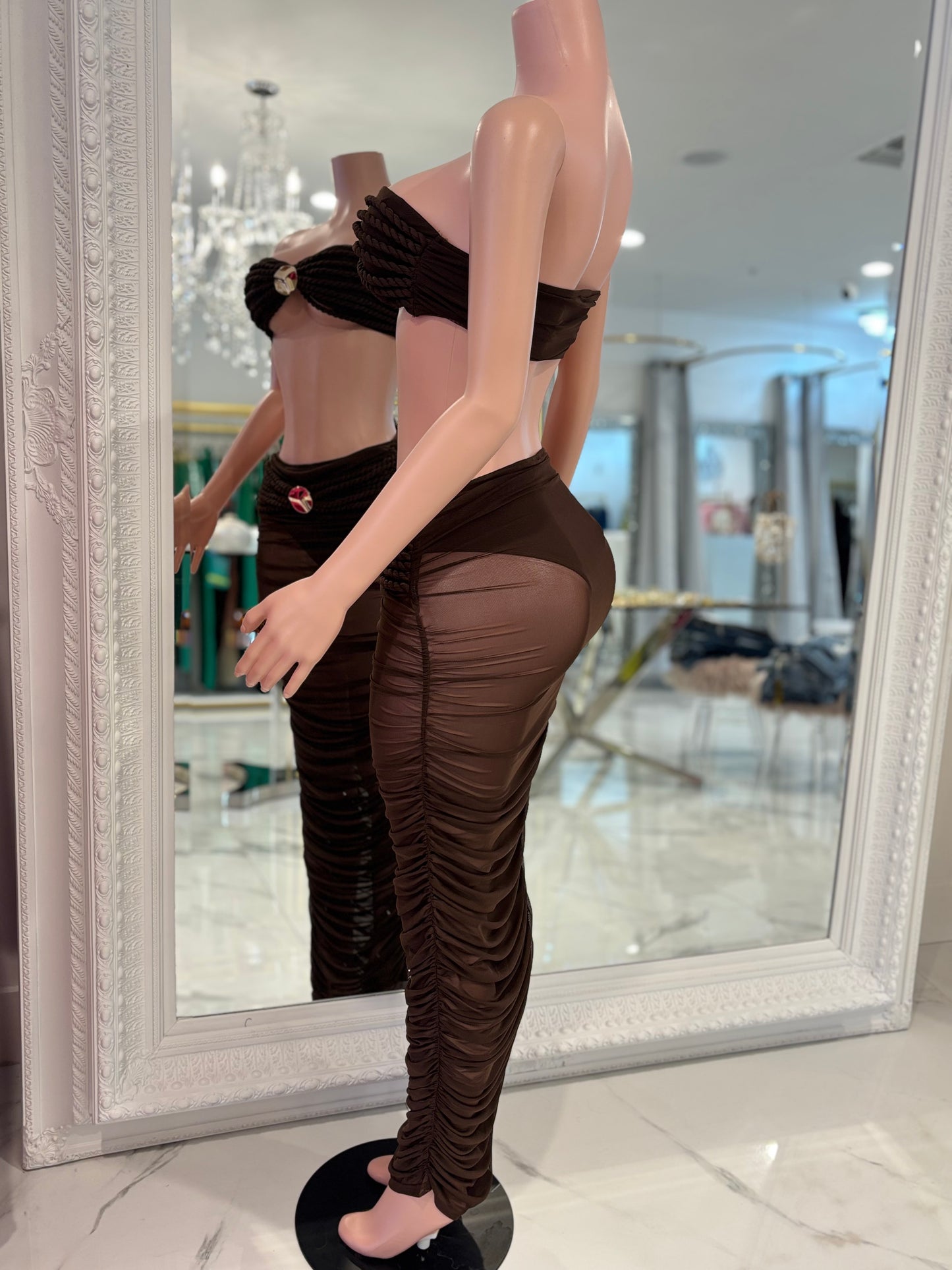 I'm a Little Tied Up Skirt Set Brown
