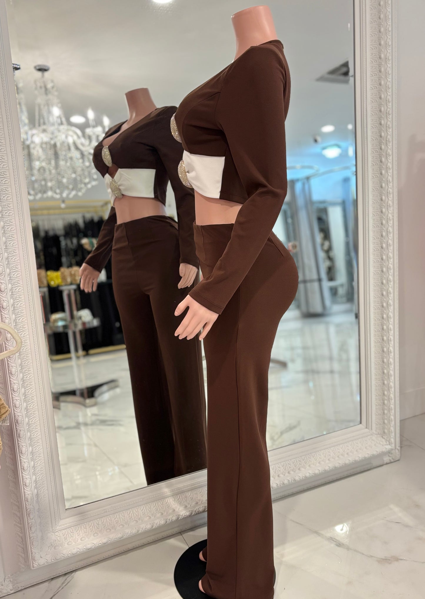 You Better Believe It Pant Set Brown