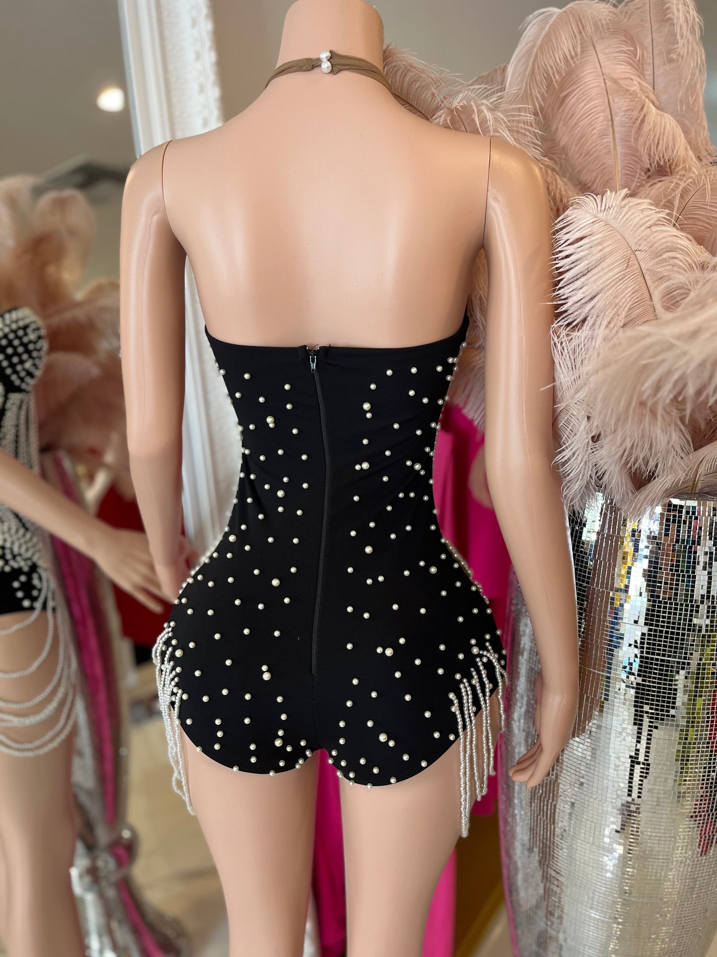 Pearls Romper Black