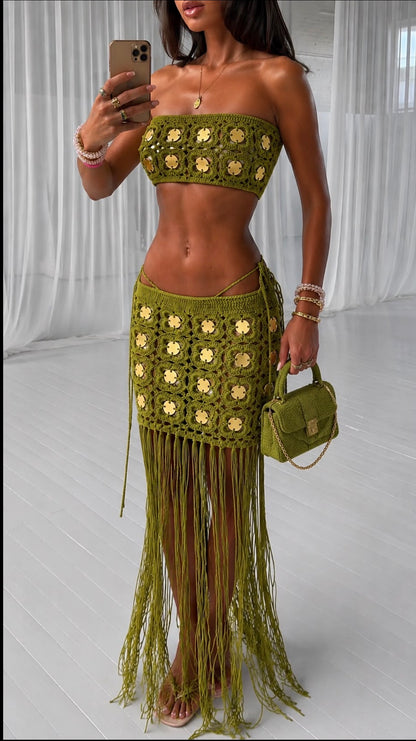 Can't Find Me Baby Skirt Set Green