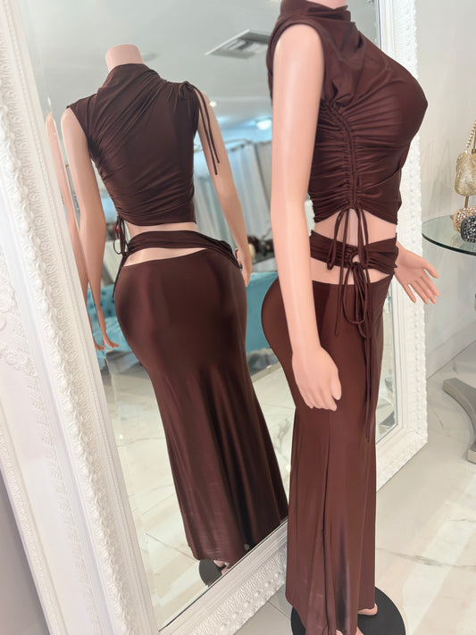 Come and Love Me Skirt Set Brown