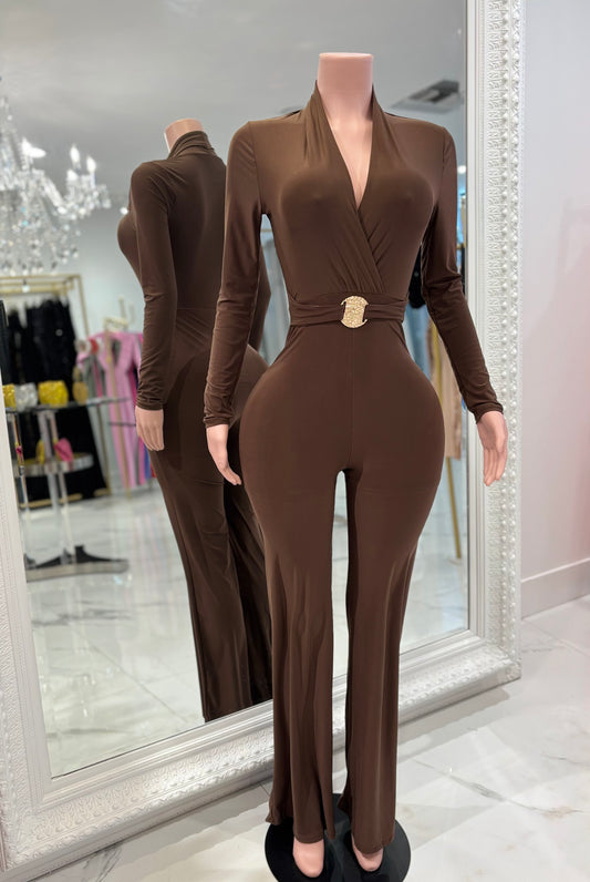 On the Top Jumpsuit Brown 8080 uptown