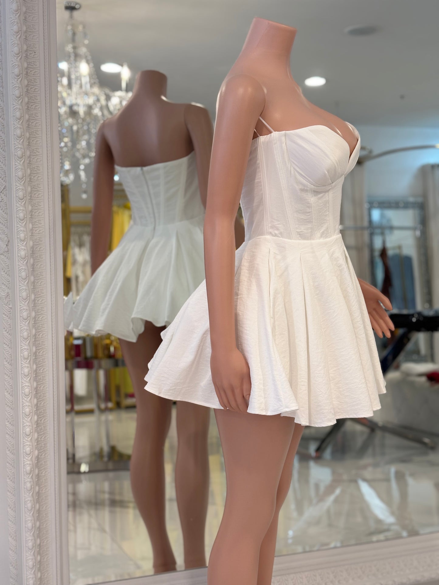 Petal Whimsy Mini Dress White