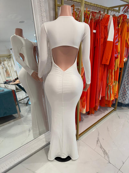 Soraya Ruched Maxi Dress White