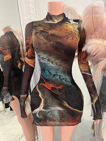 FALL AND FOREVER MESH Mini Dress