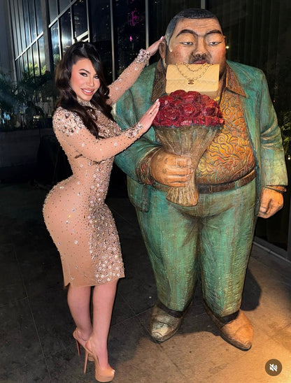 Glamour Mini Dress Beige