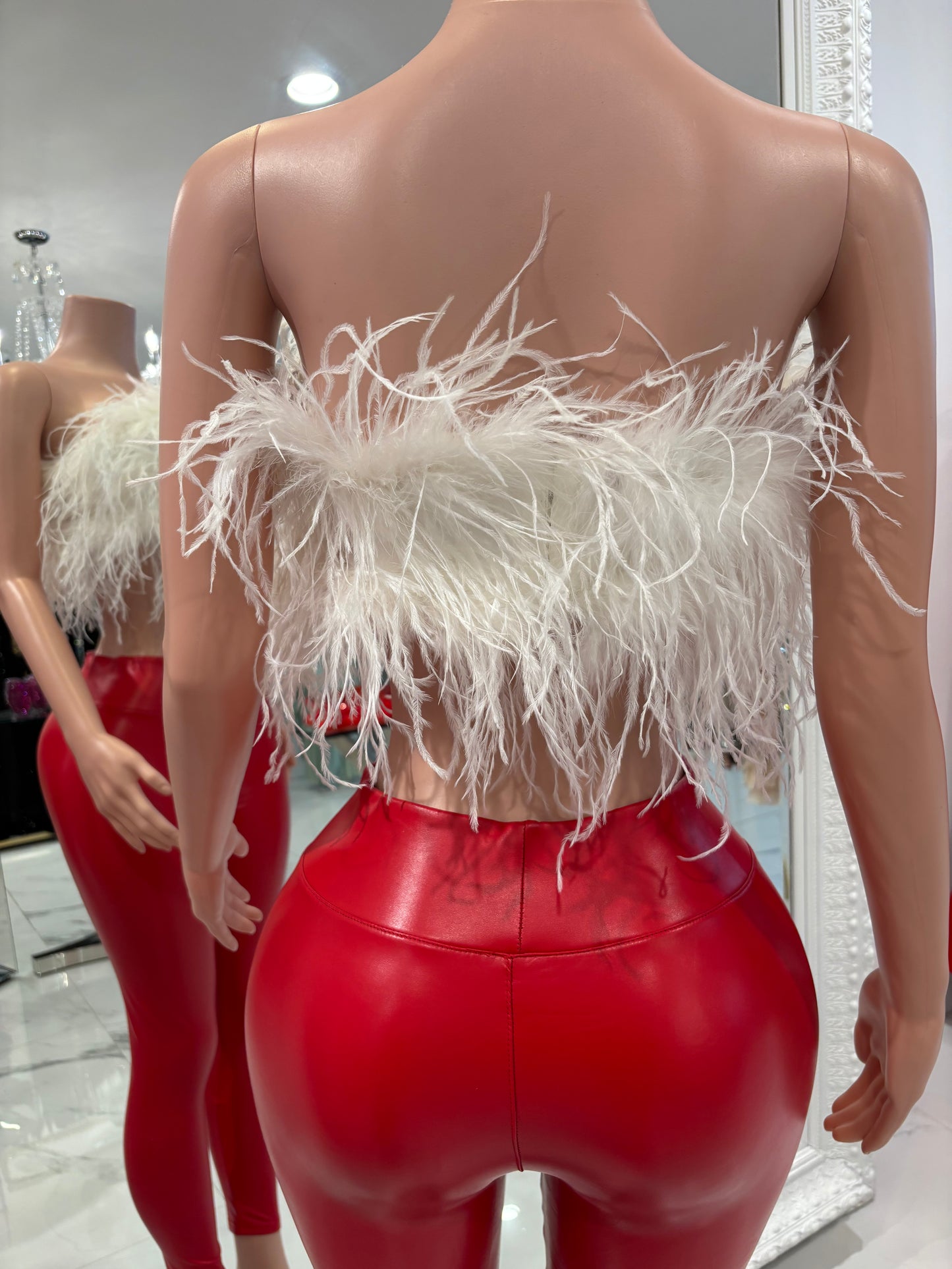 Eden Illusion Feather Crop Top White