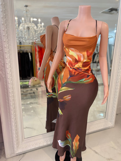 Poetica Love Floral Satin Maxi Dress