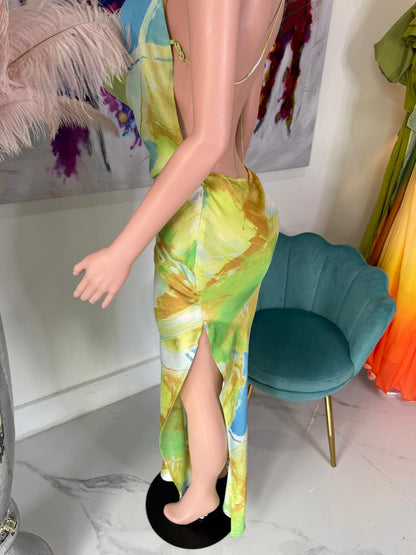 Sunset Glow Satin Maxi Dress