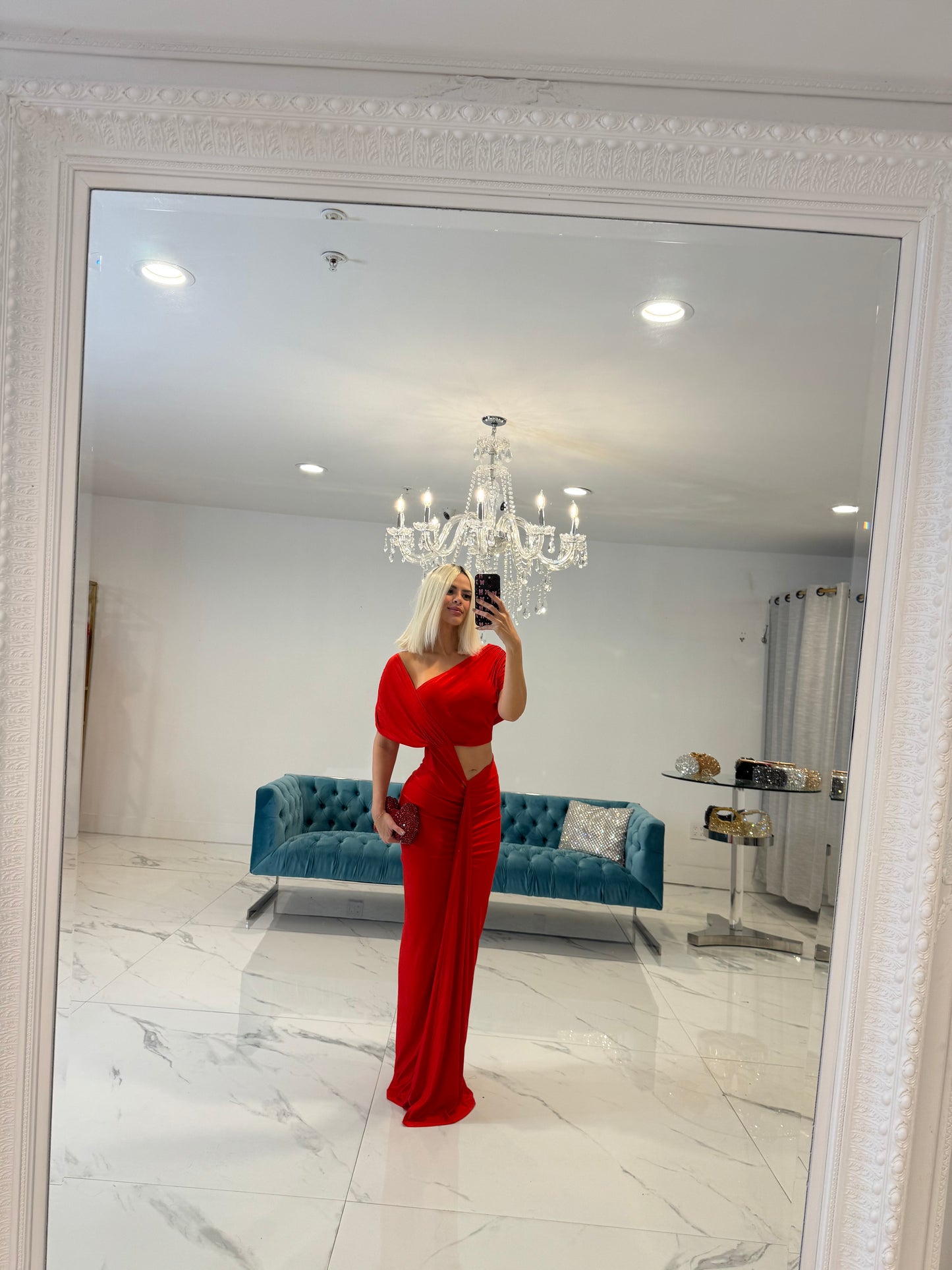 Velvet Lips Maxi Dress Red