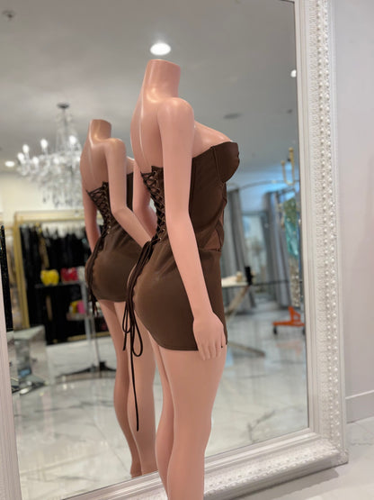 Sweet to the Touch Mini Dress Brown