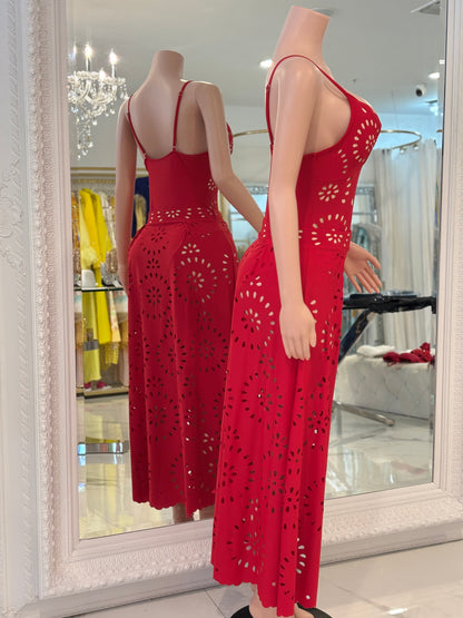 Feel The Breeze Eyelet Swimsuit Set Red