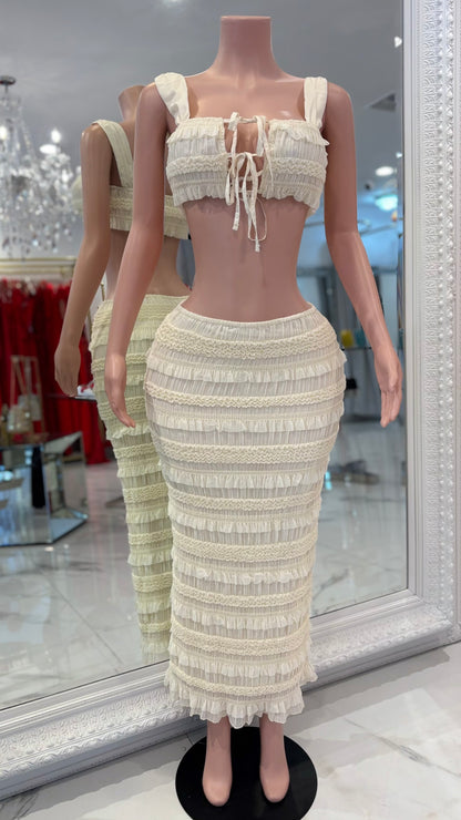 Dynasty Muse Ruched Skirt Set Nude