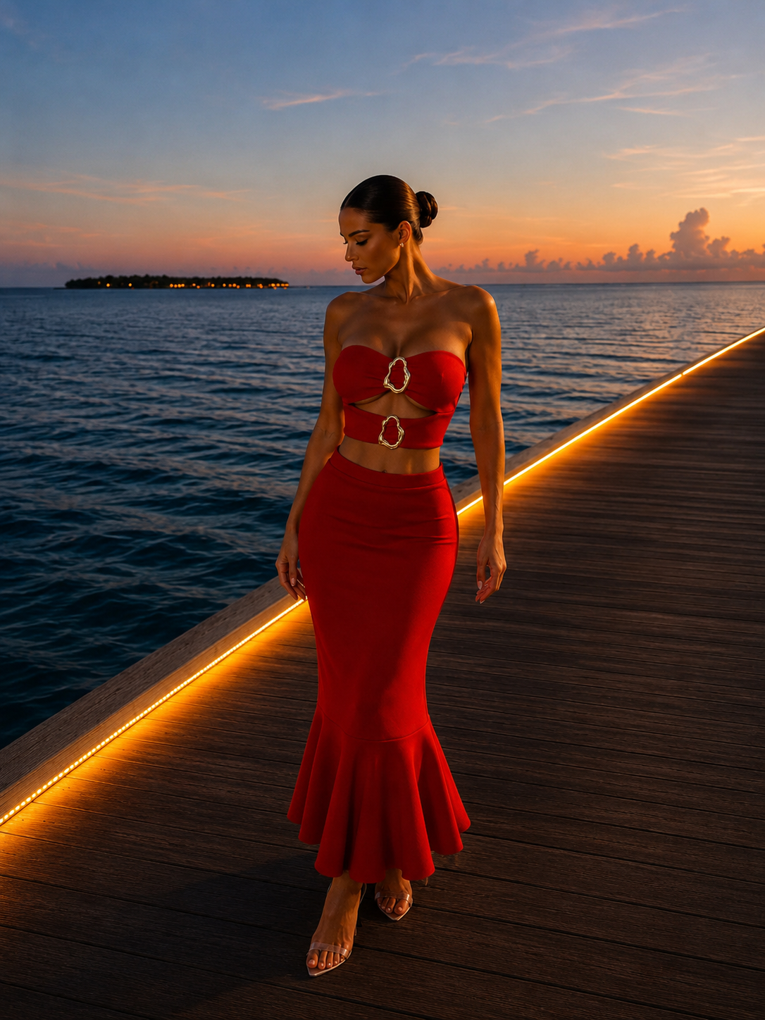 Be a Little Daring Skirt Set Red