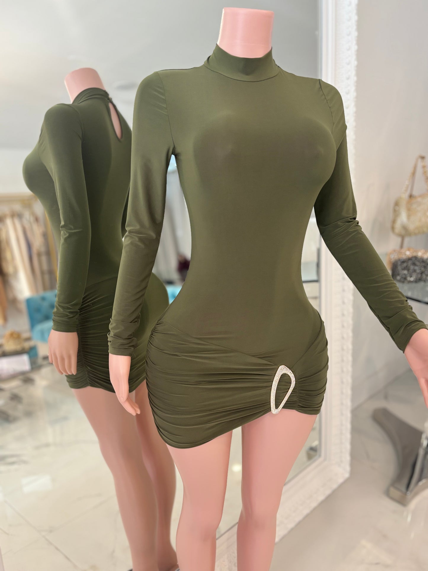 Gorgeous Girl Mini Dress Olivo