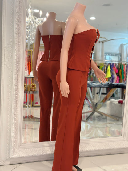 Elegante Pant Set Brown