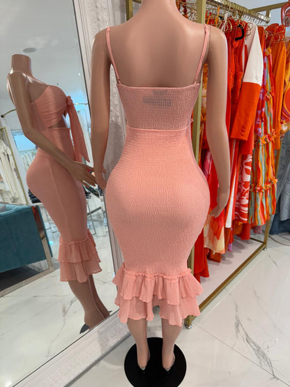 Sunset Whimsy Midi Dress Pink