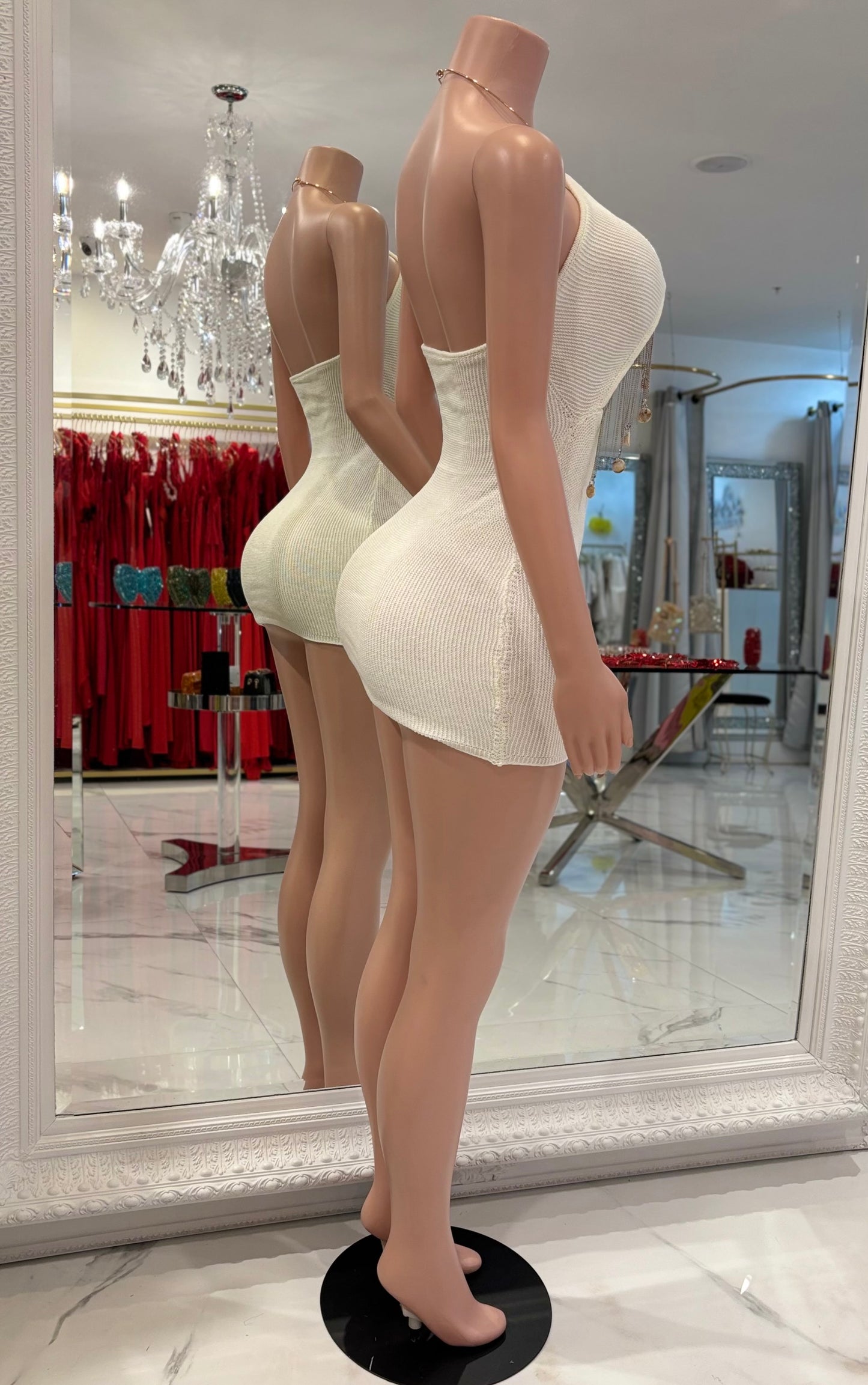 Dunia Sin Knit Shell Mini Dress Nude