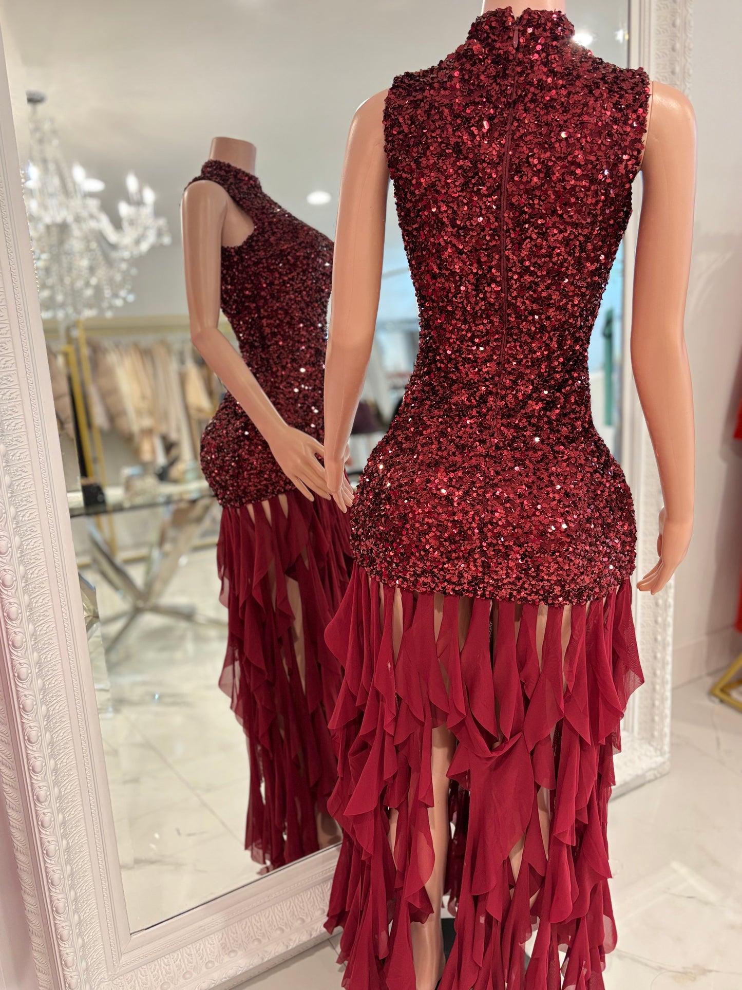 Queen of All Midi Dress Rojo Vino