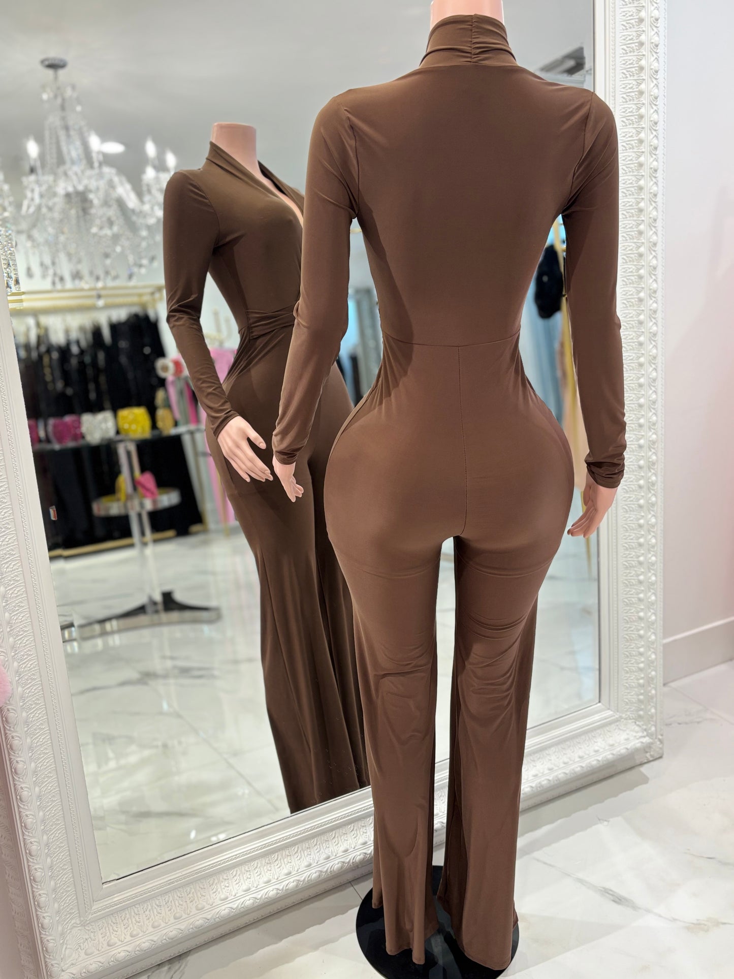On the Top Jumpsuit Brown 8080 uptown