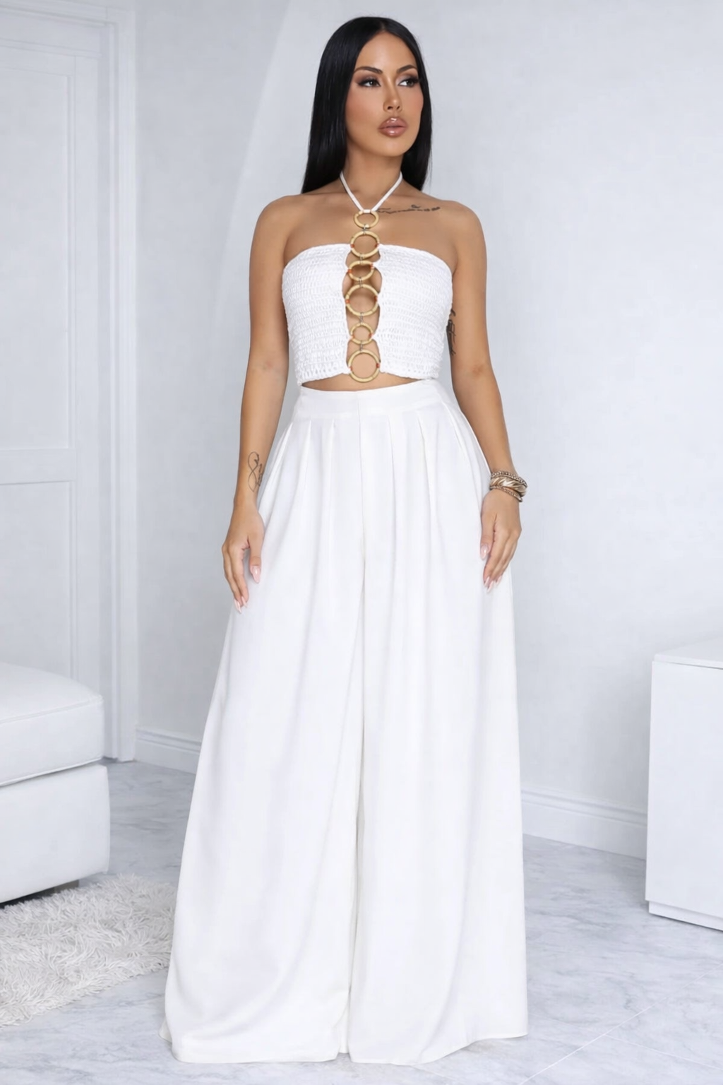 Chic  Pants Set White