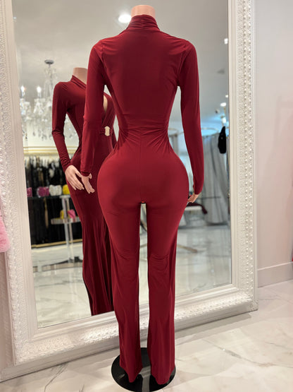 On the Top Jumpsuit Rojo Vino