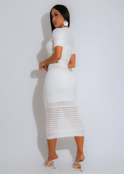 Feelings Growing Stronger Knit Skirt Set White