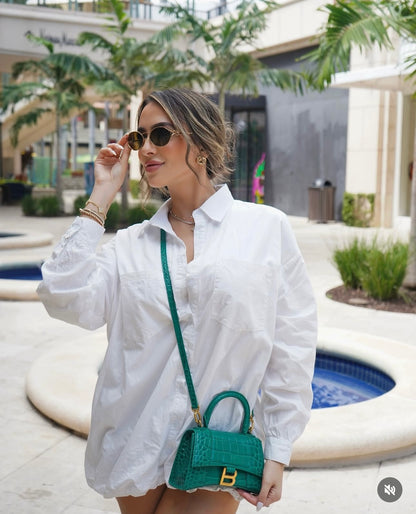 Urban Explorer Oversized Blouse Mini Dress White