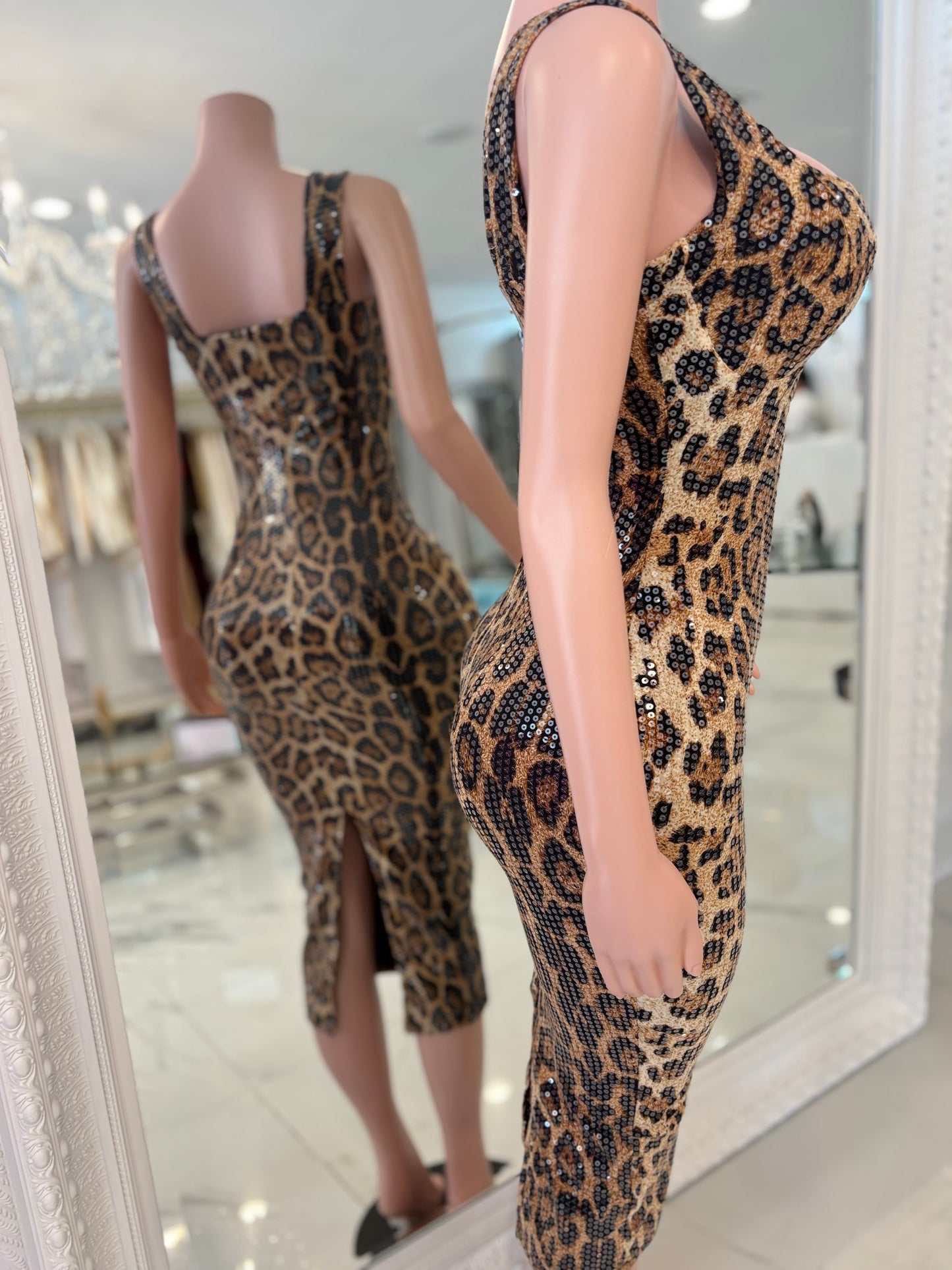 Don’t Fall for Temptation Midi Dress Animal Print