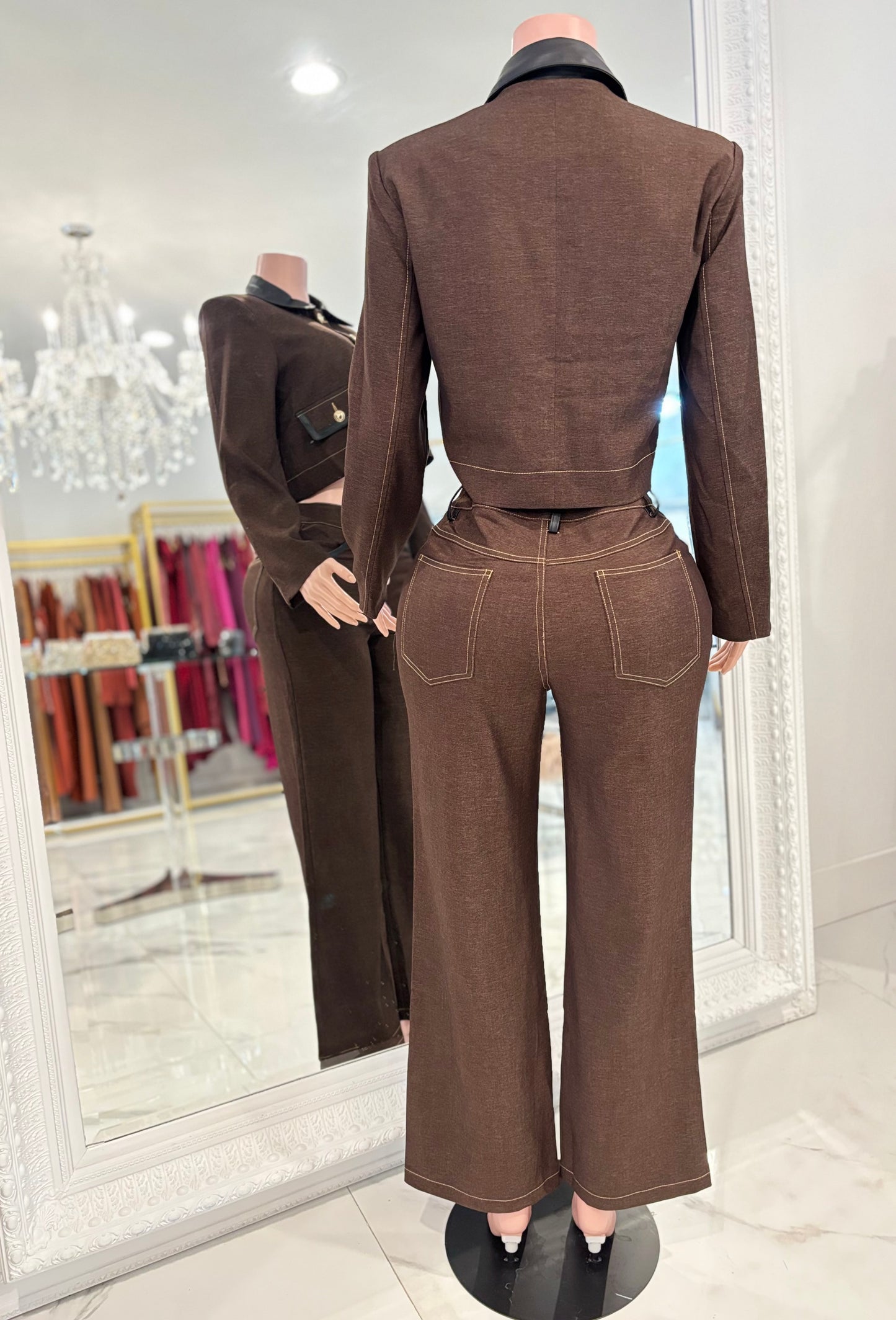 Sorry I Have Something More Important Pant Set Brown