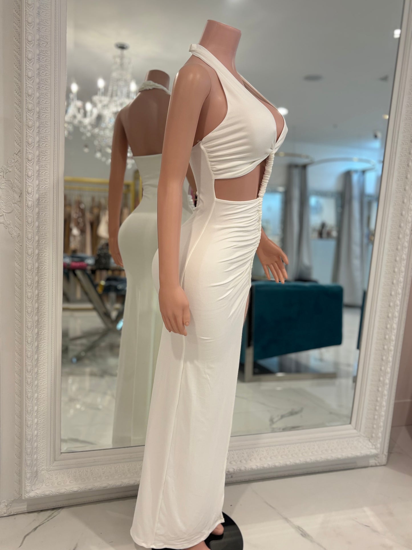 Sculpted Glow  Maxi Dress White