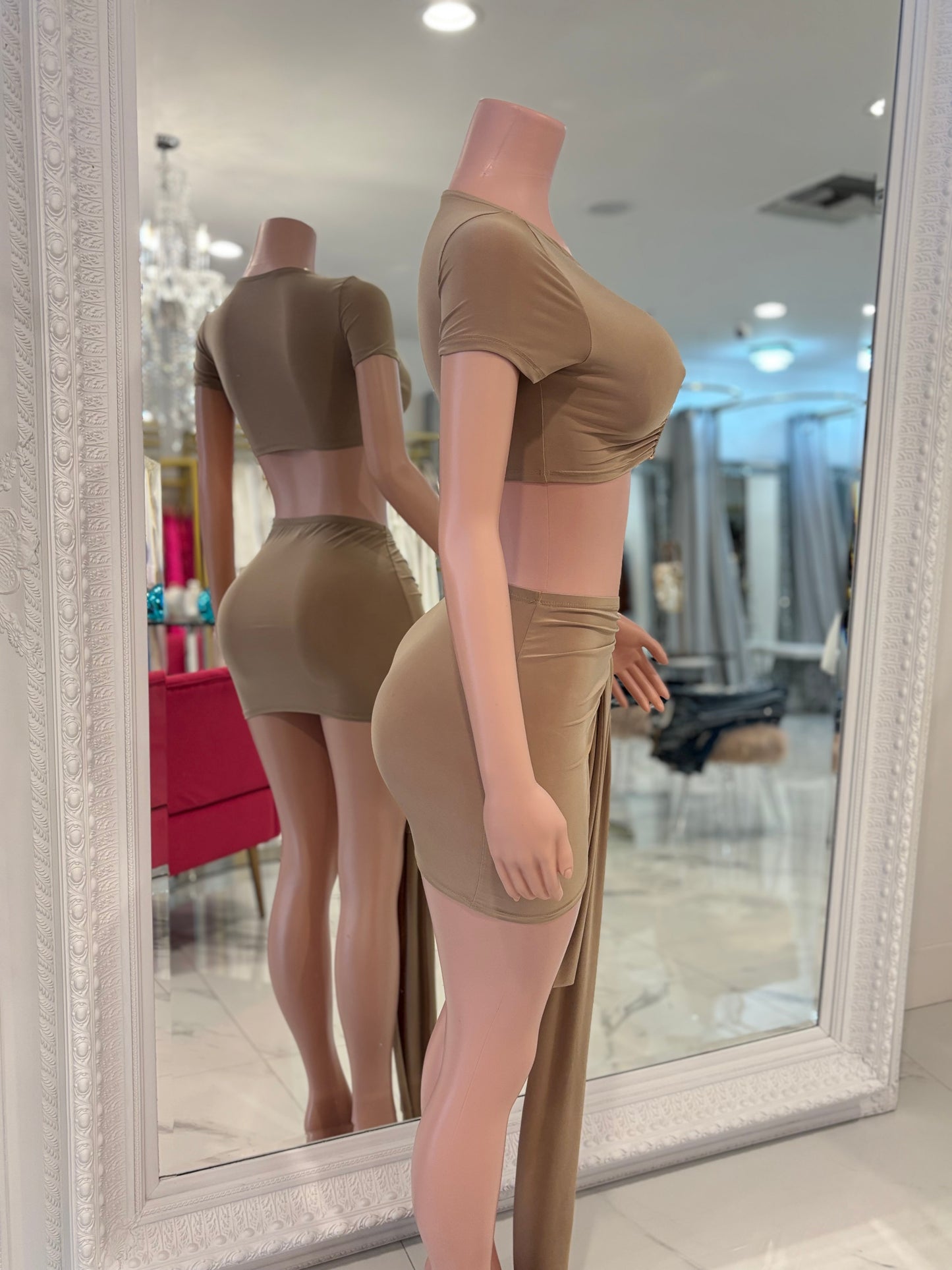 God I’m Hella Hot Skirt Set Nude