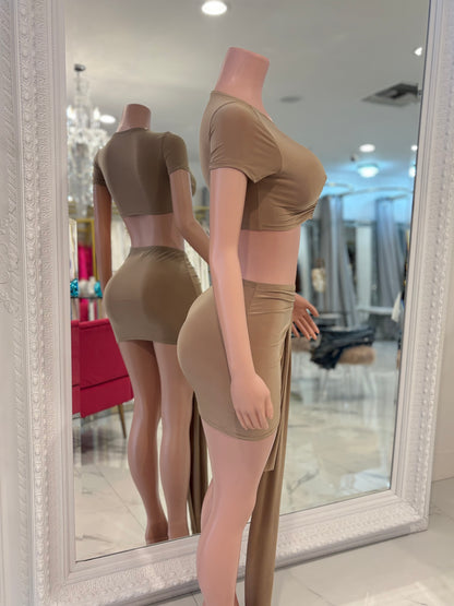 God I’m Hella Hot Skirt Set Nude