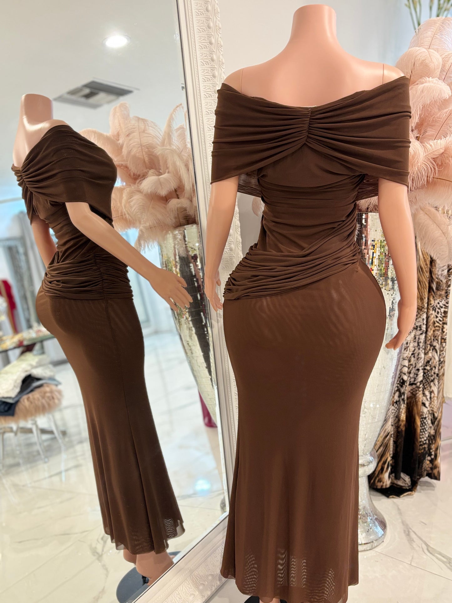 Beauty in the Mirror Maxi Dress Brown