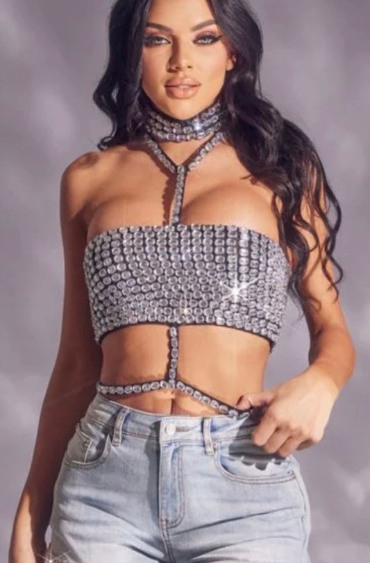 Couture Rhinestones Crop Top