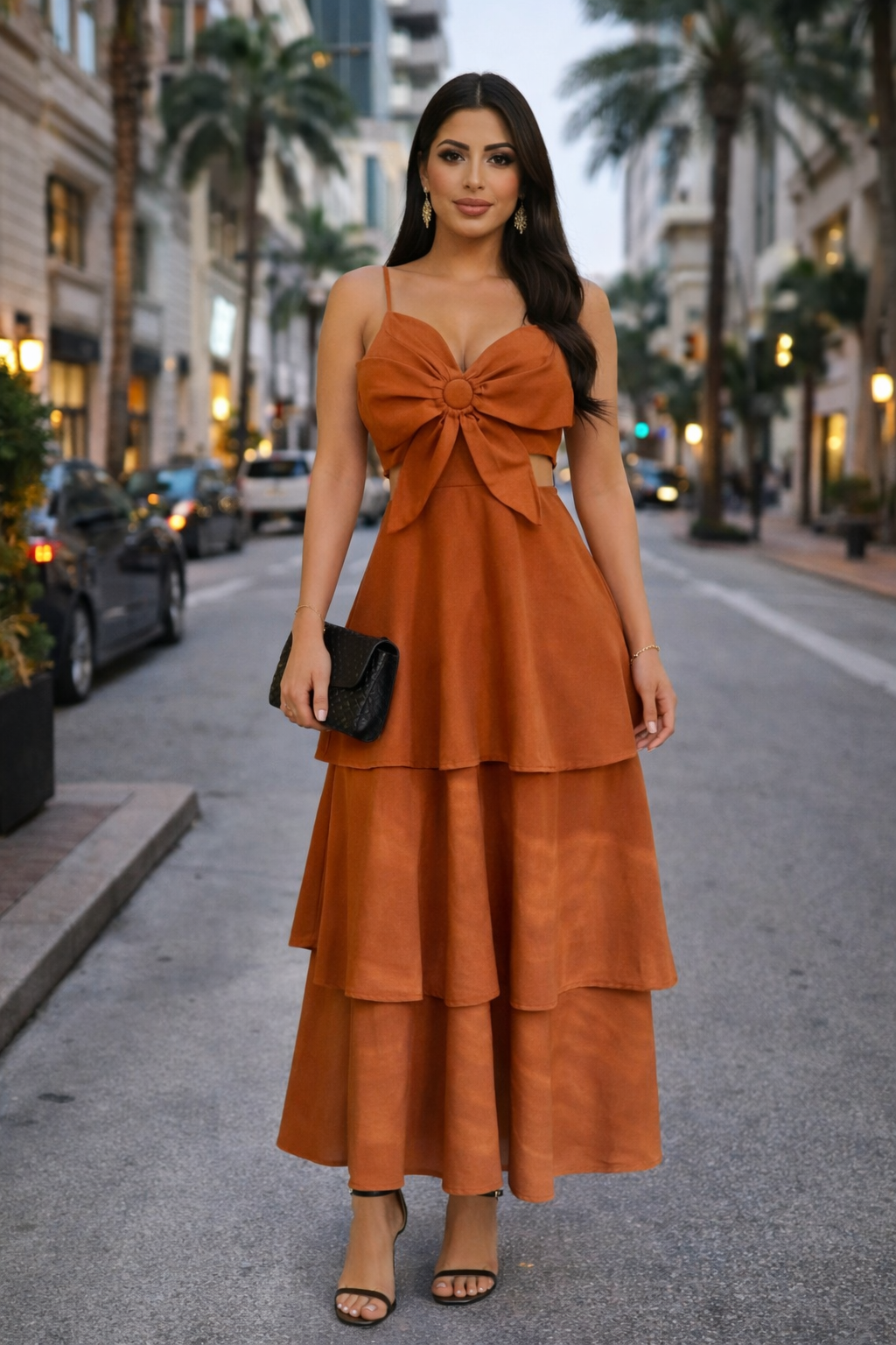 Dream On Linen Maxi Dress Brown
