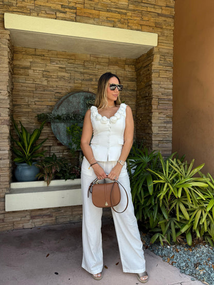 Floral Pant Set White