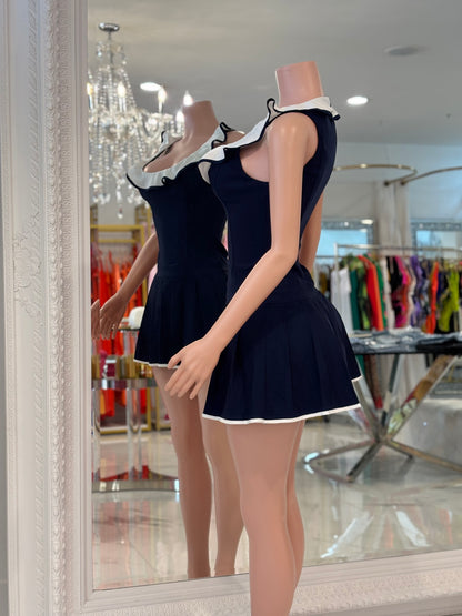 Sailaway Ruffle Mini Dress Blue