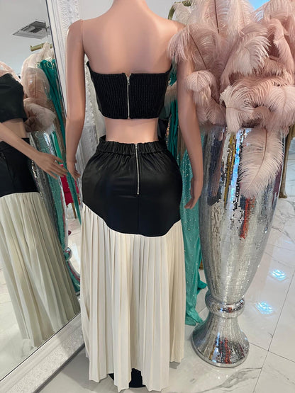 Fashion Cute Leather Skirt Set