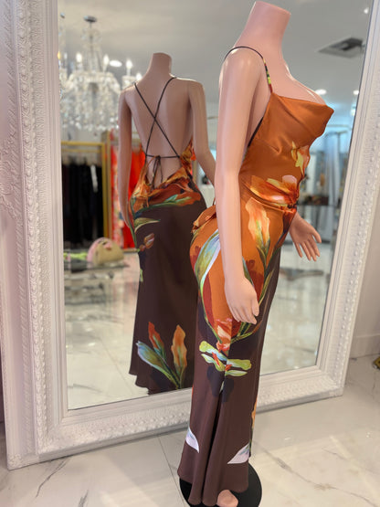 Poetica Love Floral Satin Maxi Dress