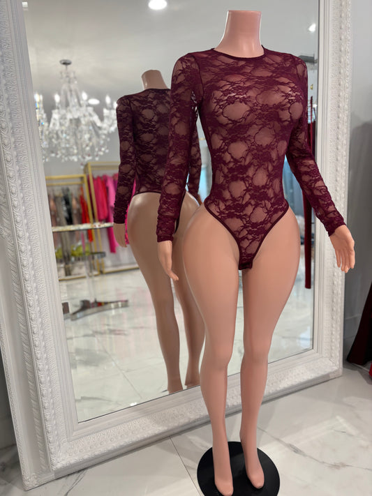 Can You See Me Bodysuit Burgundy