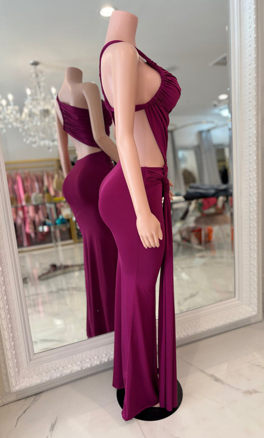Glow Motion Ruched Maxi Dress Purple