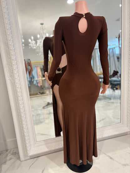 Ethereal Flow Code Maxi Dress Brown