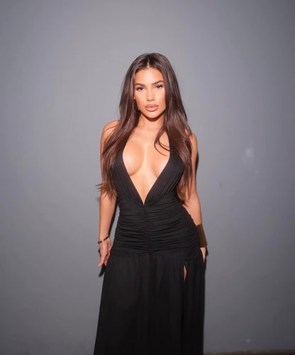 New Flow Ruched Maxi Dress Black