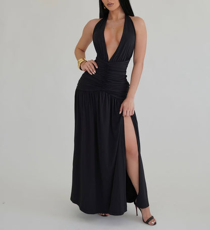 New Flow Ruched Maxi Dress Black