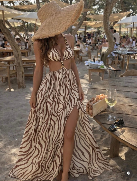 The Walk on the Beach Maxi Dress Brown