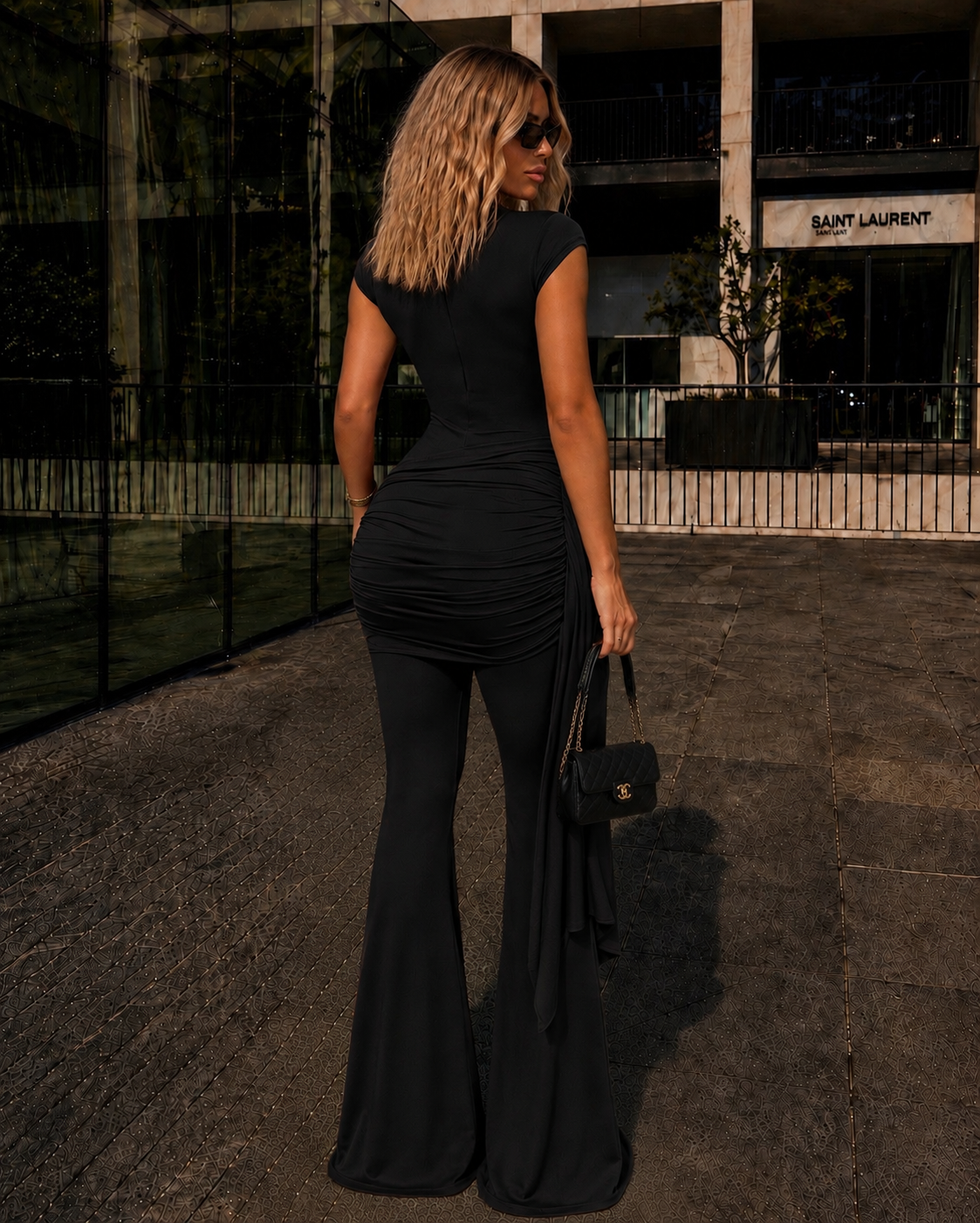 Bebe  RUCHED JUMPSUIT Black